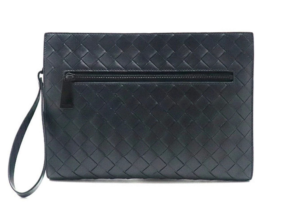 BOTTEGA VENETA Clutch Bag Intrecciato Case Black Calfskin